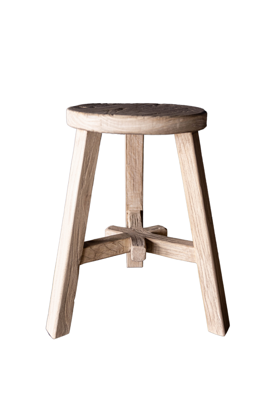 Reclaimed Elm Wood Round Stool