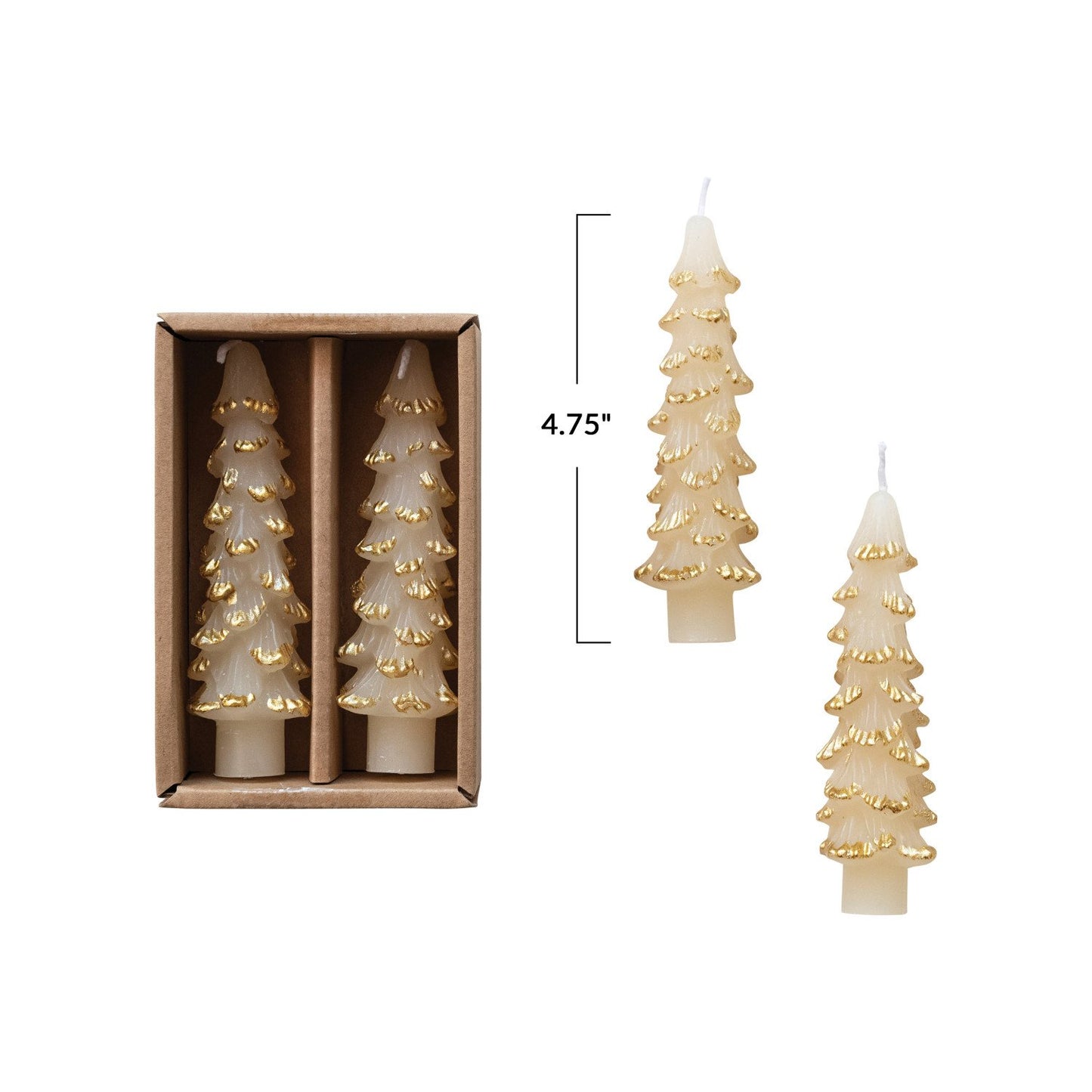 Unscented Tree Taper Candles, Cream (Set of 2)