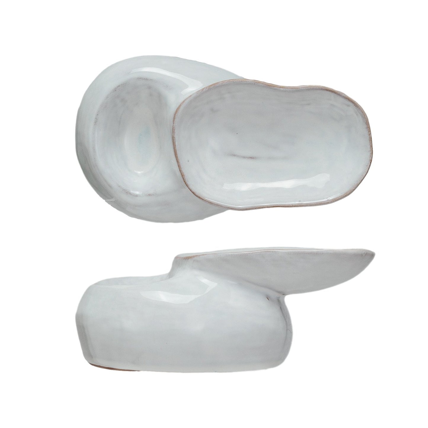 Stoneware Pedestal Dish w/ 2 Sections