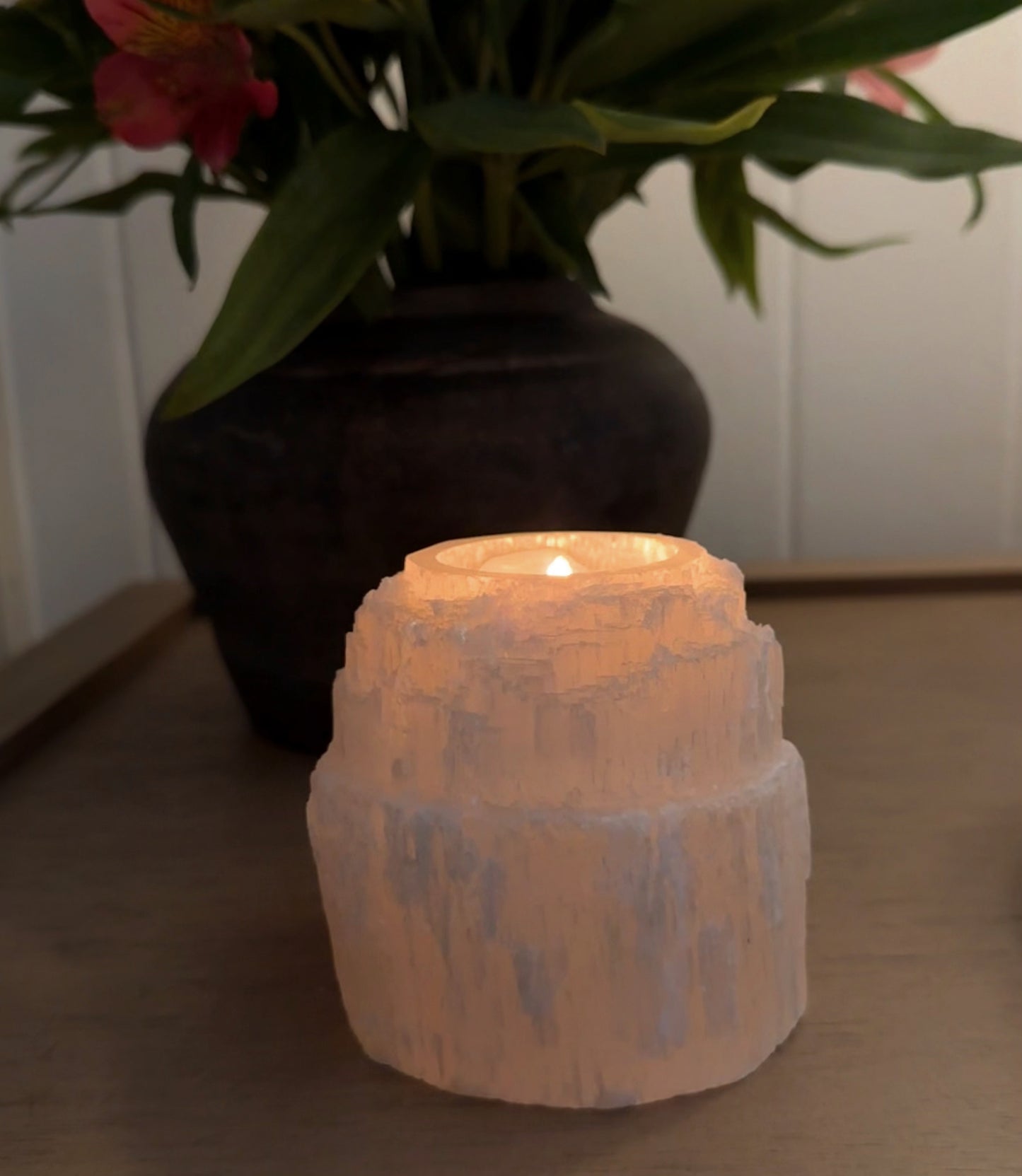 Selenite Candle Stand Tower