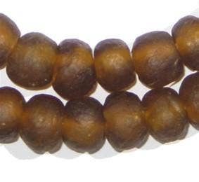 14mm Amber Color Recycled Glass Beads