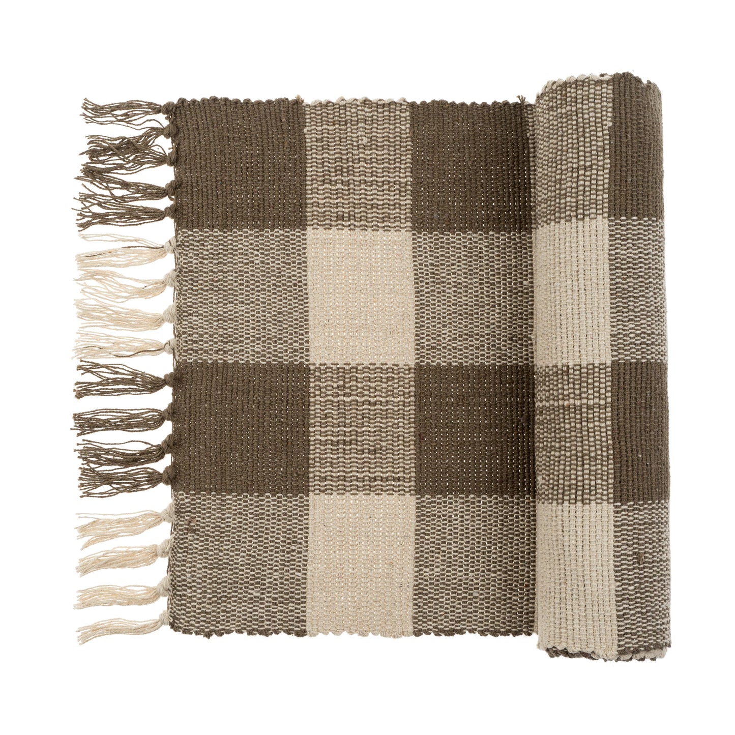 Gingham Table Runner, Greige