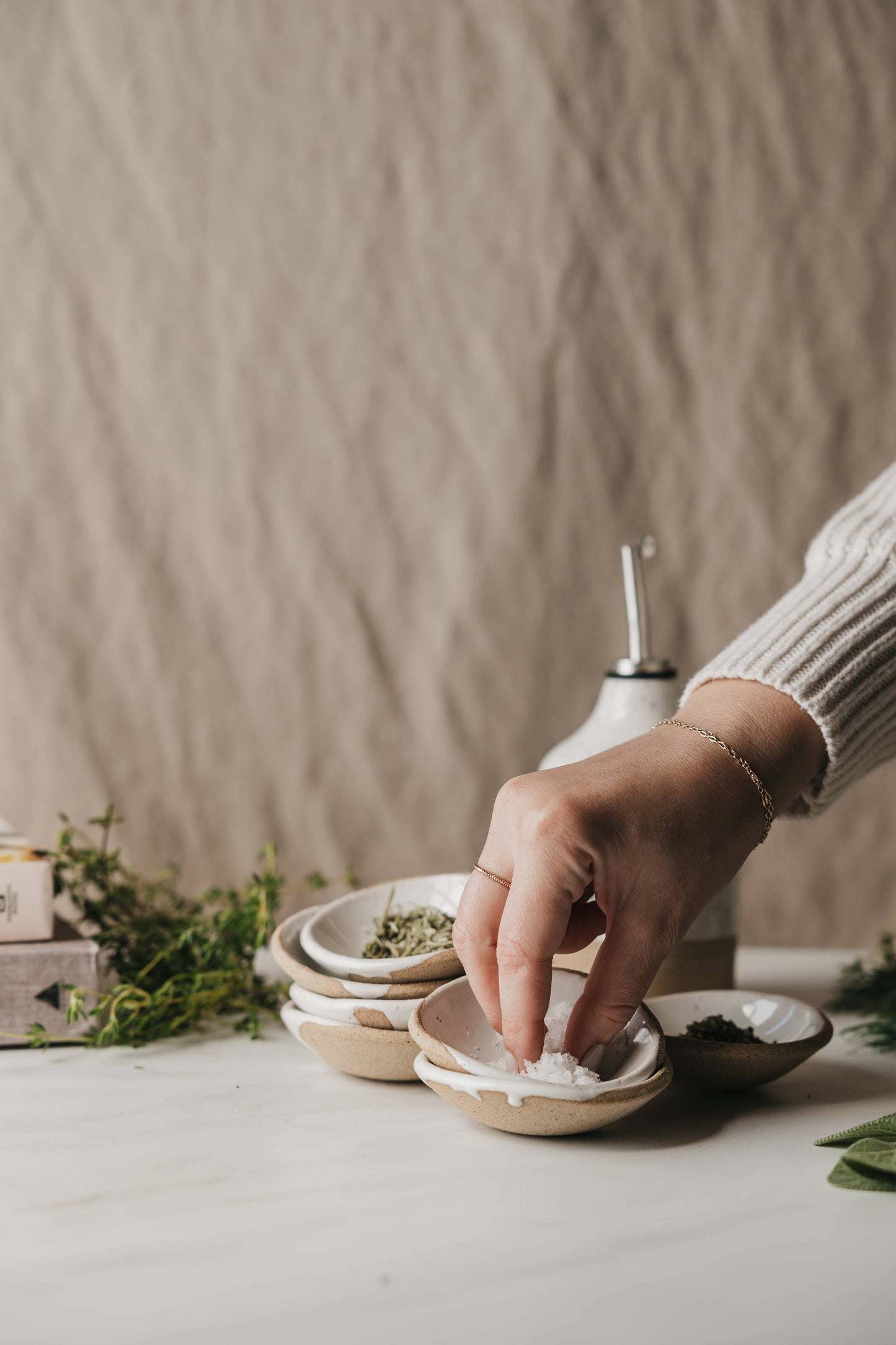 Speckled White Ceramic Prep Dishes