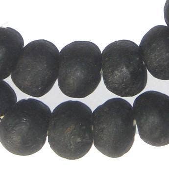 18mm Opaque Black Recycled Glass Beads