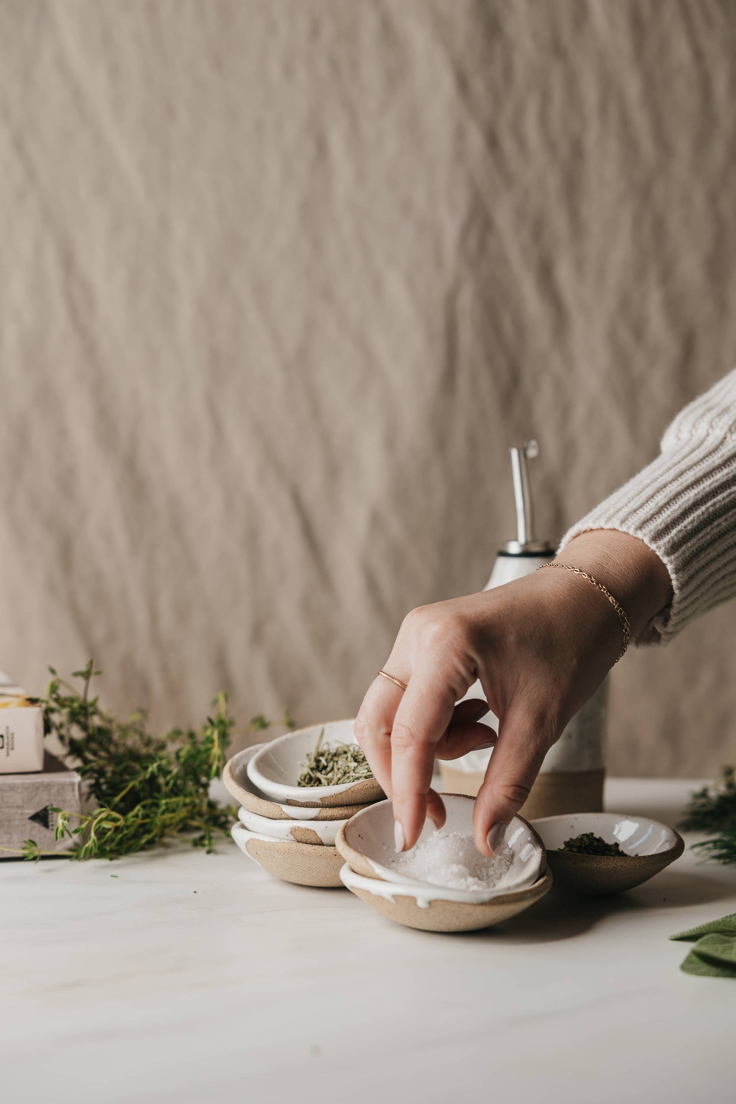 Speckled White Ceramic Prep Dishes