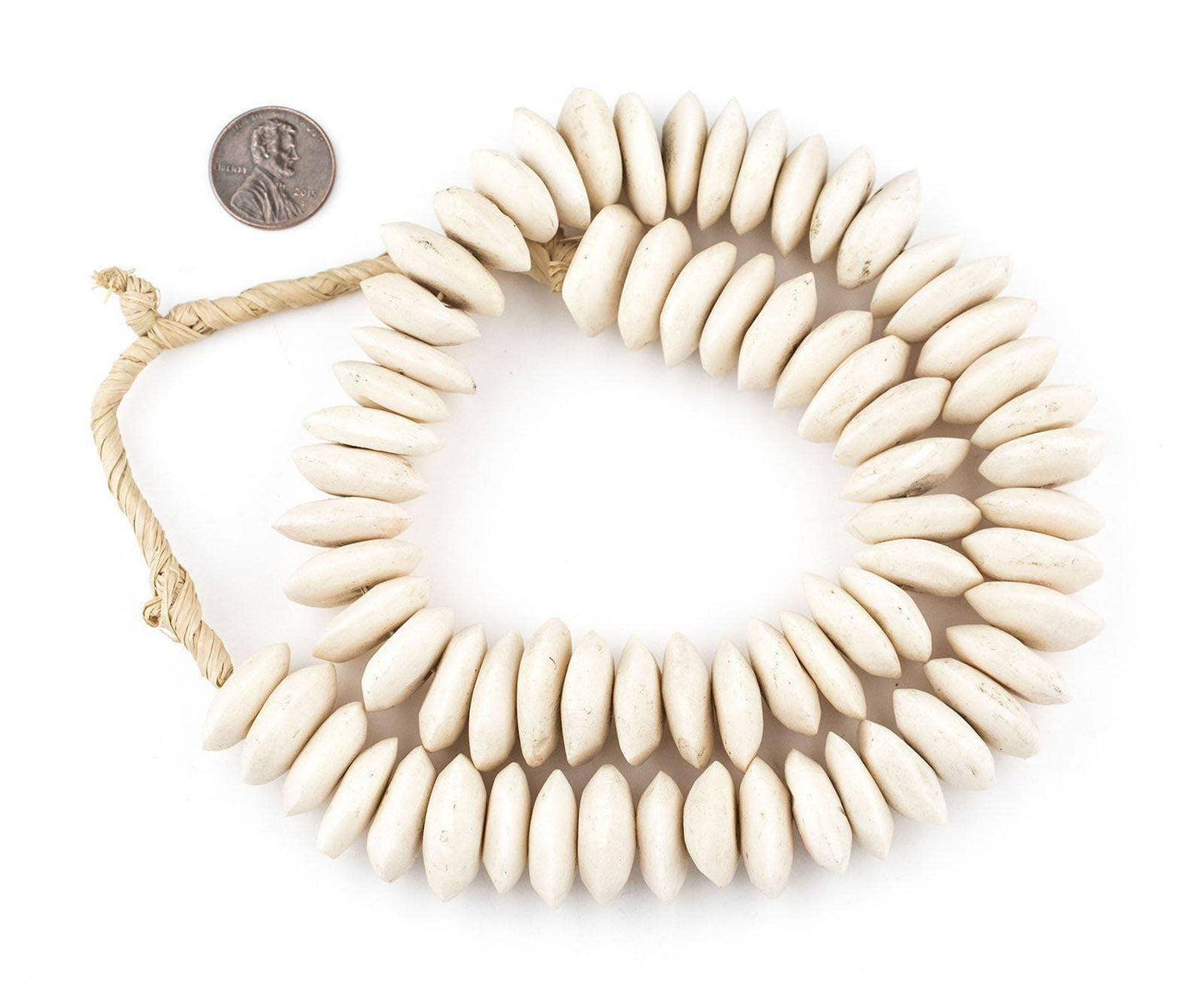 Saucer White Bone Beads