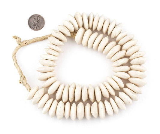 Saucer White Bone Beads
