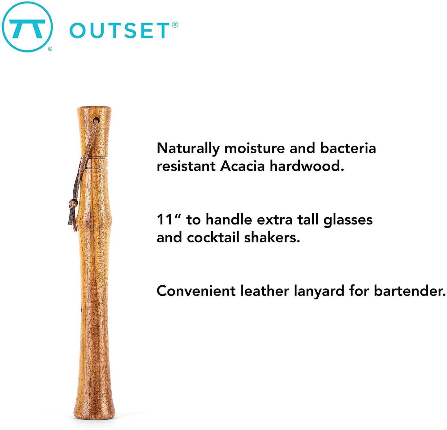 Outset Acacia Wood Cocktail Muddler