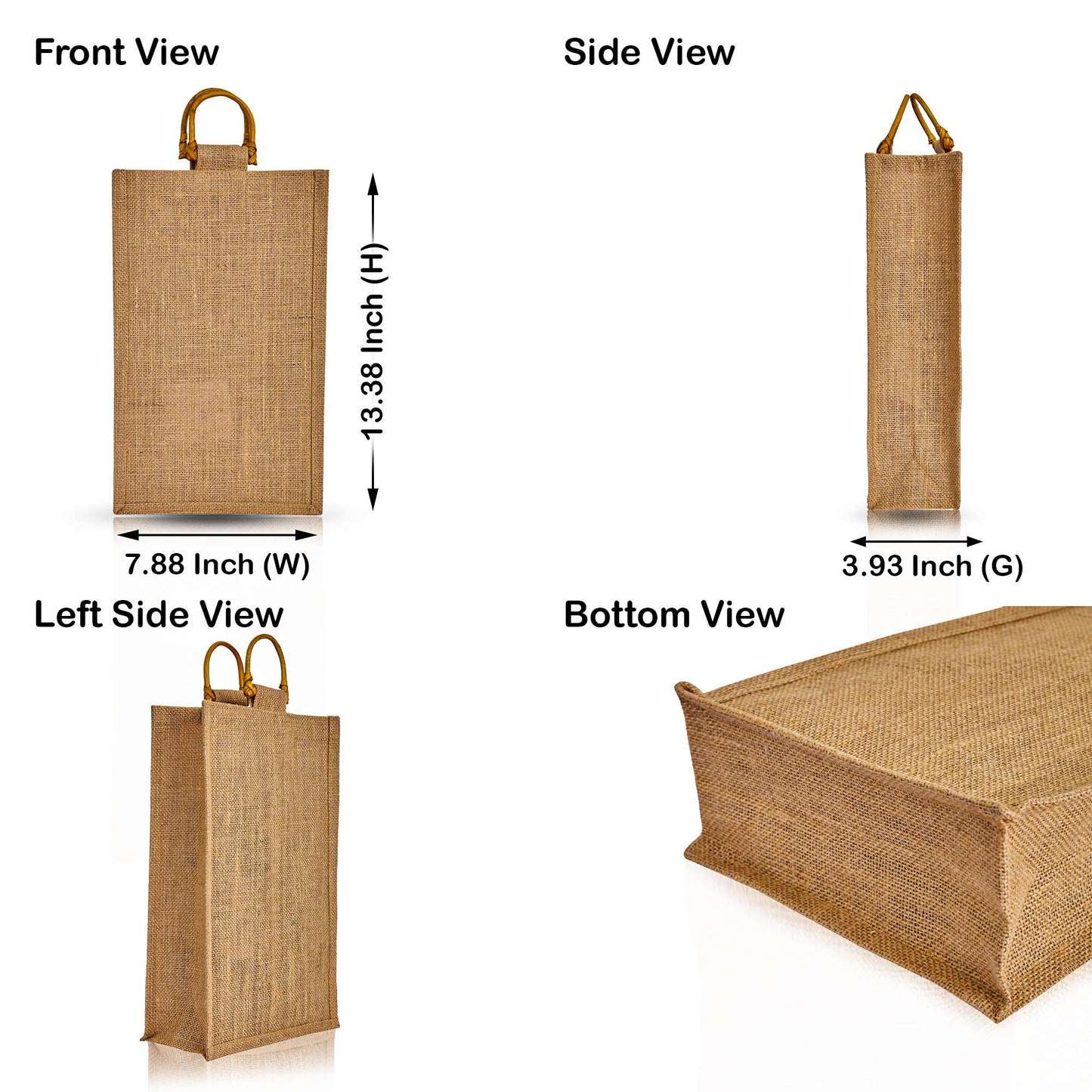 Double Wine Bottle Bags – Jute with Handles
