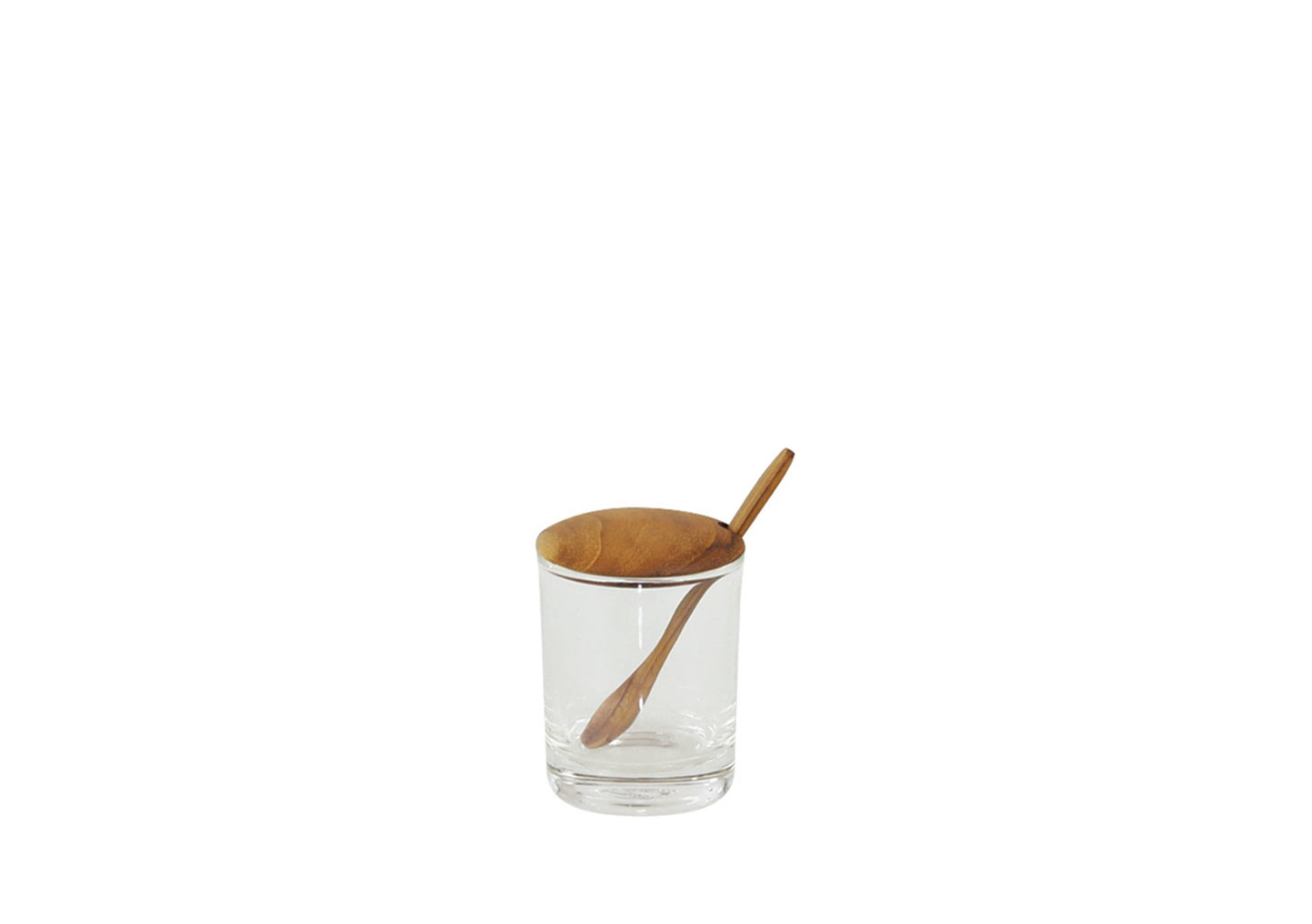 Glass Mini Cellar with Teak Lid & Spoon