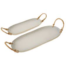 Rattan Wrapped Ceramic Platter