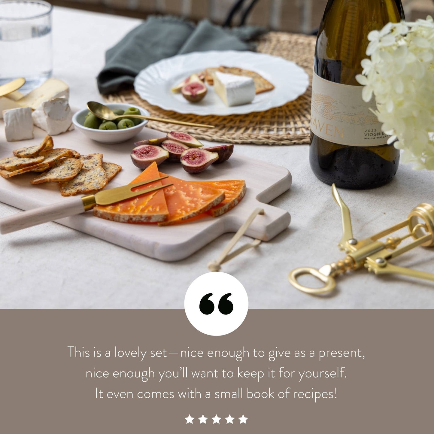 7 Piece Charcuterie Board Gift Set Starter Kit, White/Black