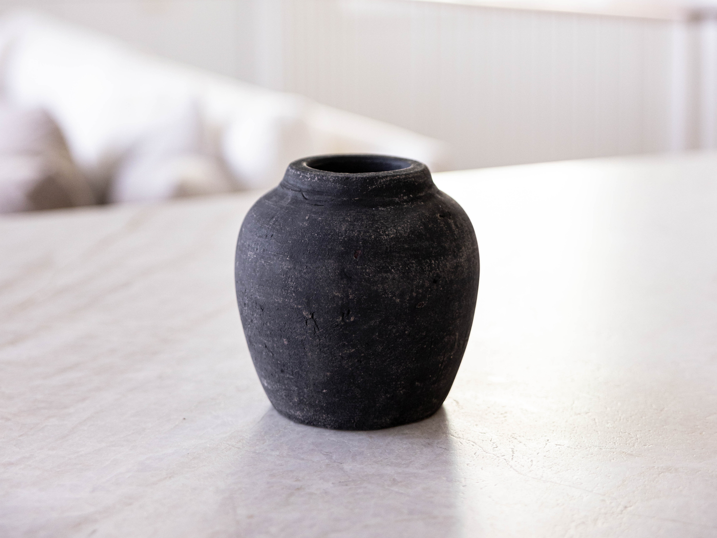 Leon Black Wash Round Vase Small