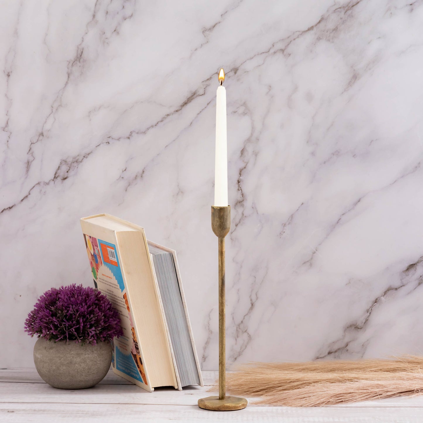 Candle Holder H 9" x Dia 2.25" Old Brass