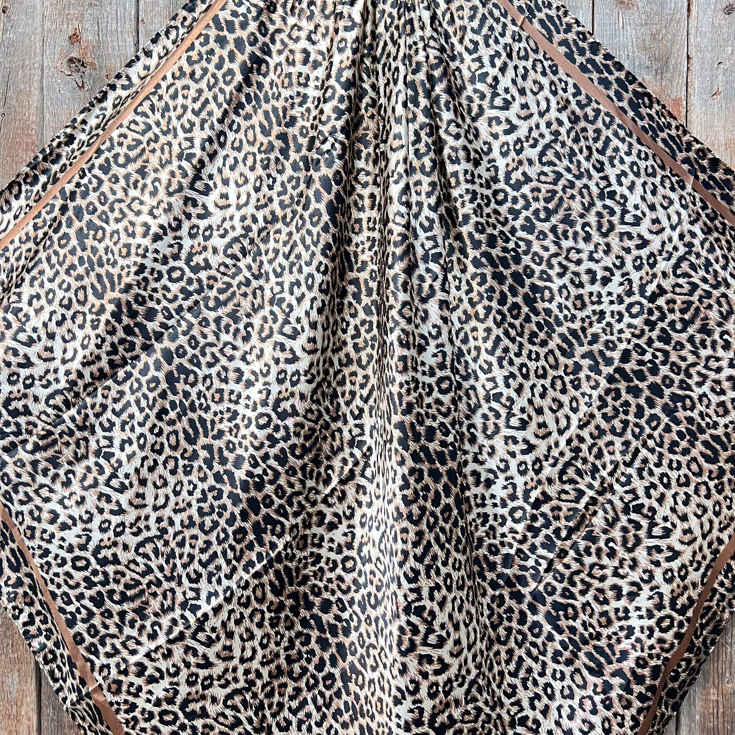 35X35"  Tan Leopard Wild Rag/Scarf