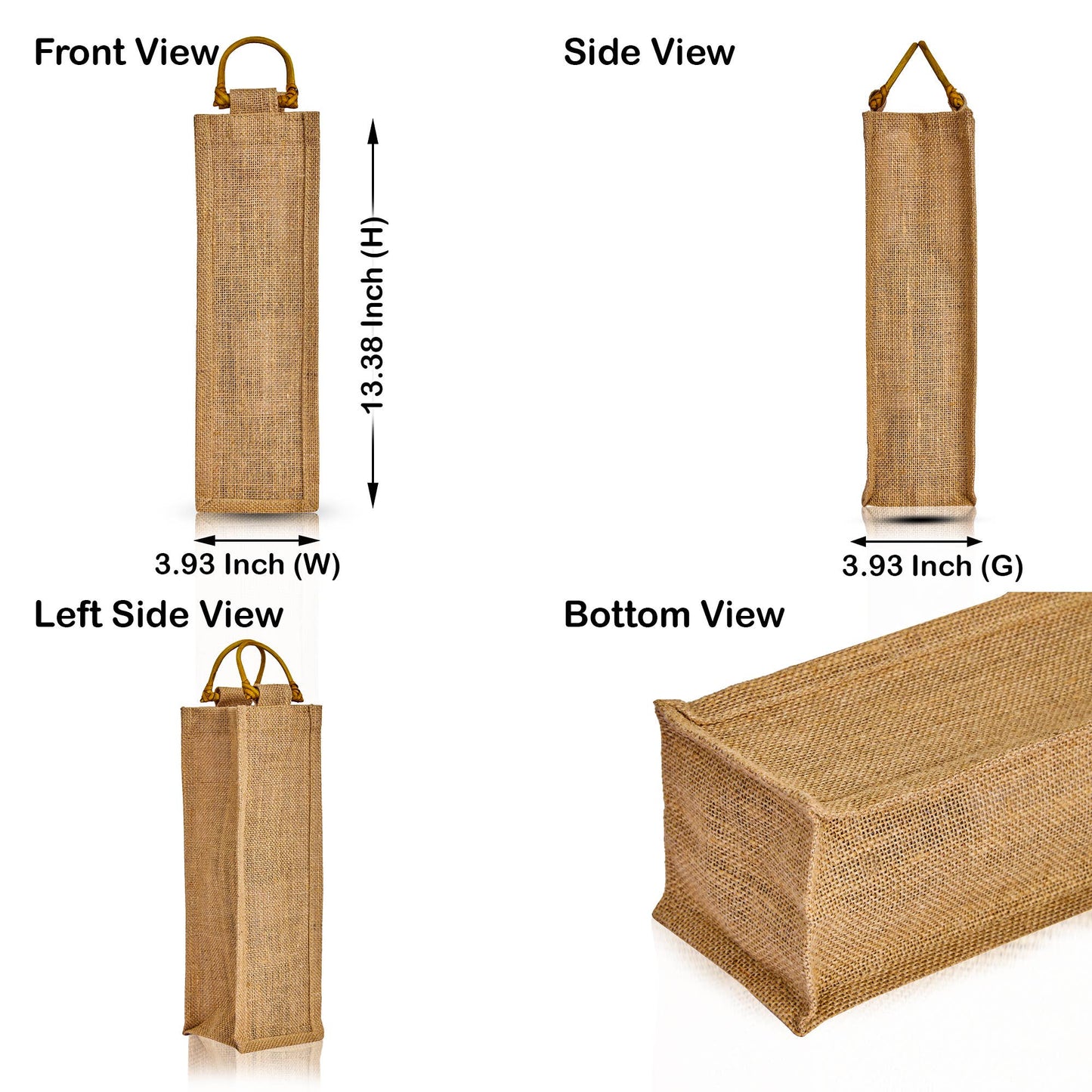 Burlap Jute Wine Bag With Cane Handle