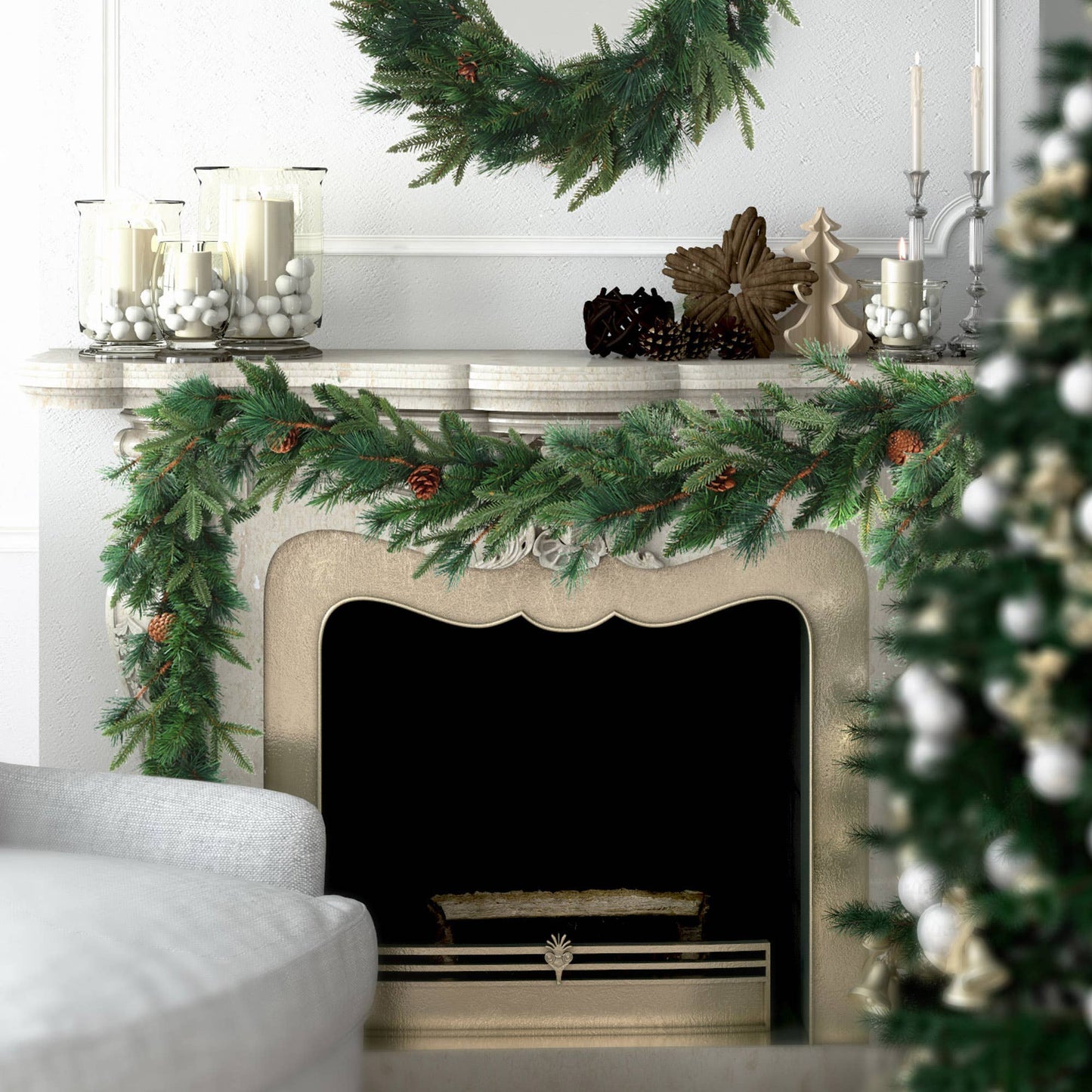 9' Lifelike Angel Pine Christmas Garland, 228 Realistic Tips