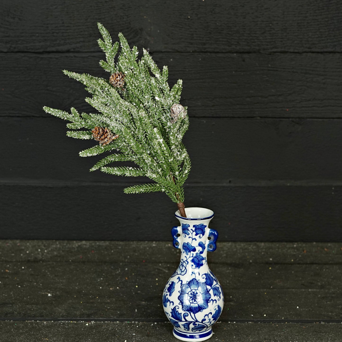 20in Spray-Snowy Soft Touch Norfolk Pine with Pinecone