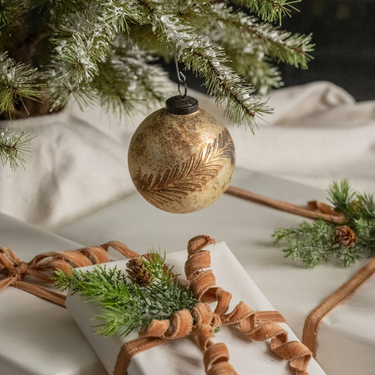 4" PRINTED LEAF KUGEL ORNAMENT