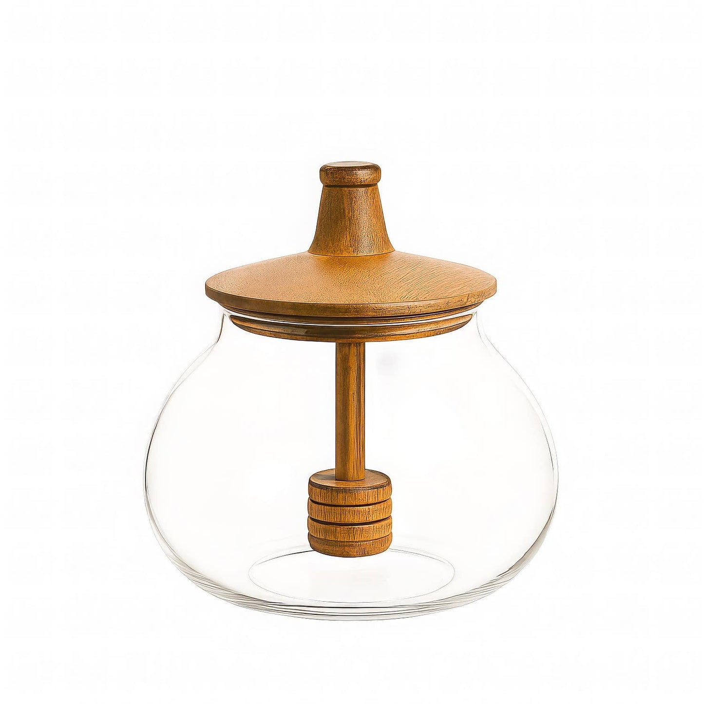 Glass & Wood Honey Jar