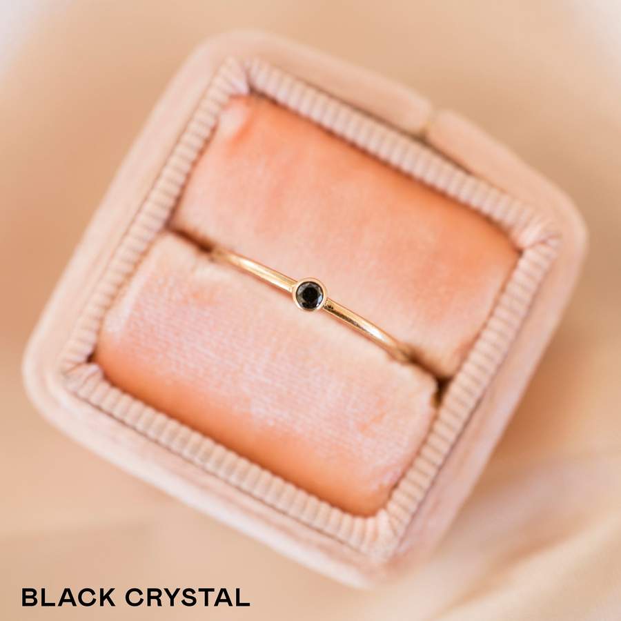 Gold Filled Black Crystal Stacker Ring