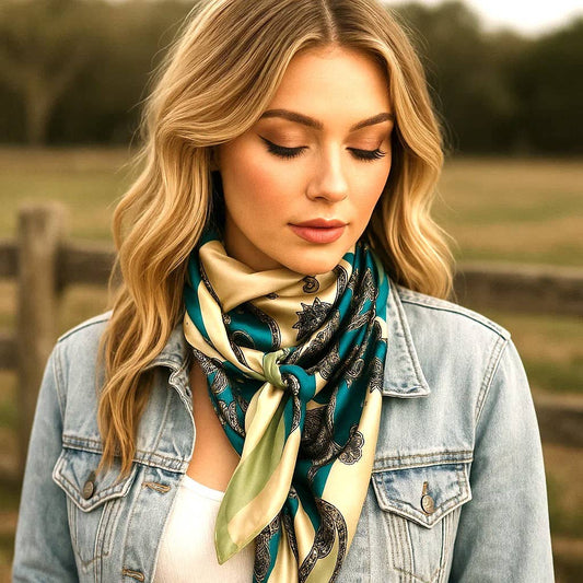 35X35" Turquoise Paisley Wild Rag / Scarf