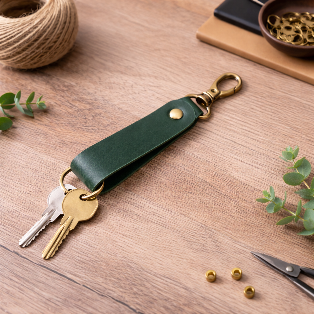 Genuine Leather Keychain, Keychain Ring