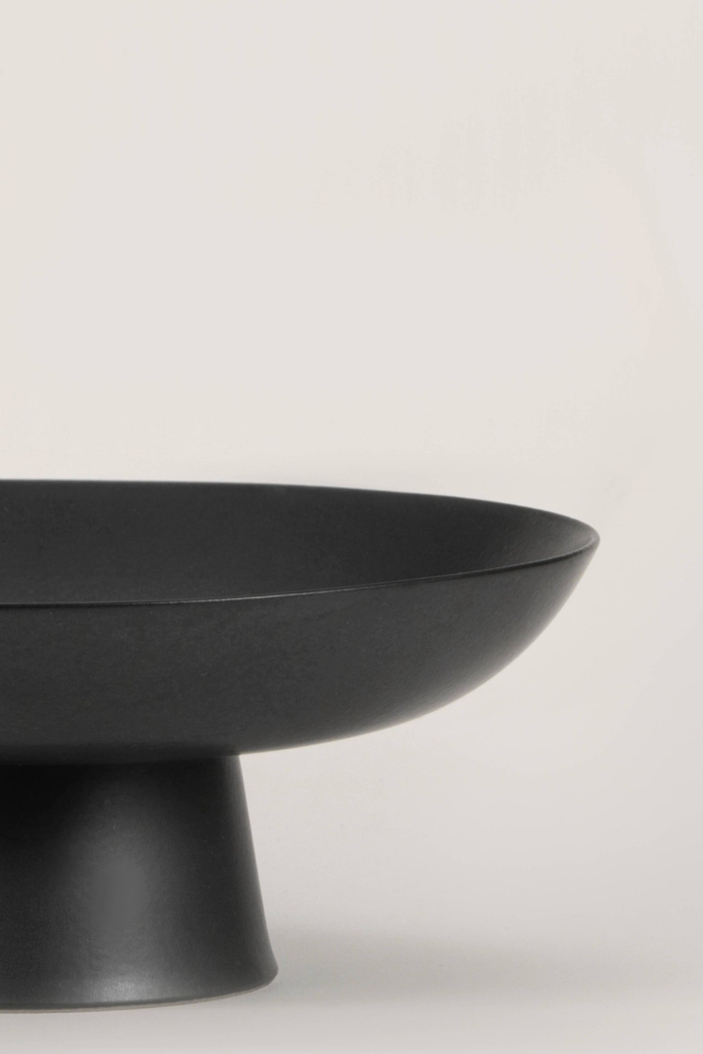 Matte Black Ceramic Footed Bowl