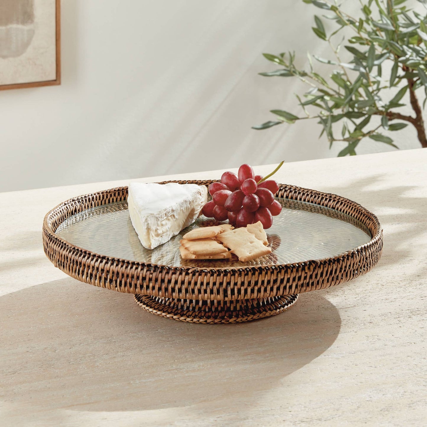 Burma Rattan Serving Stand, Brown