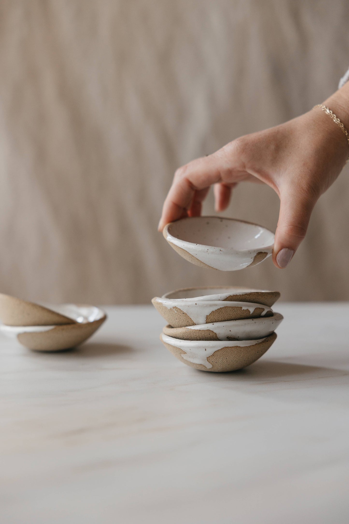 Speckled White Ceramic Prep Dishes