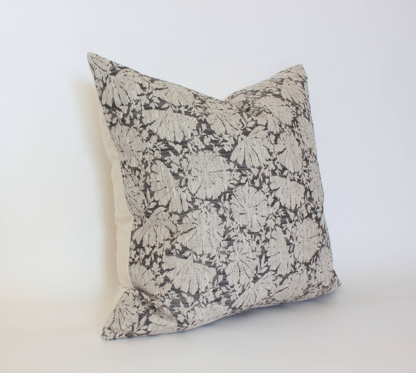 Charcoal Floral Throw Pillow 20” x 20” | Charlotte