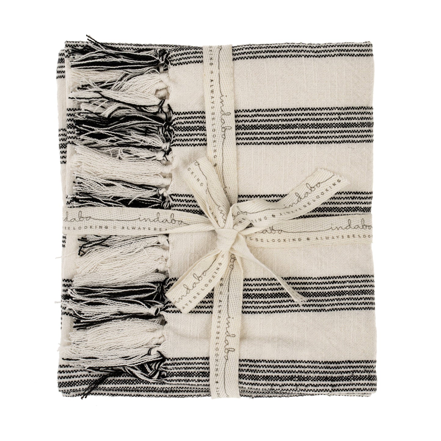 French Stripe Hammam Bath Towel, Black