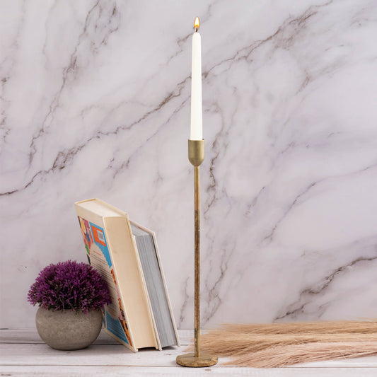 Candle Holder H 12" x Dia 2.25" Old Brass