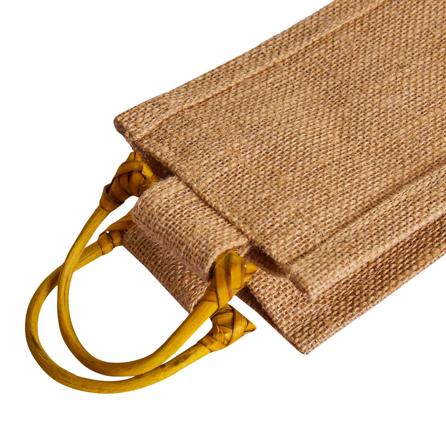 Burlap Jute Wine Bag With Cane Handle