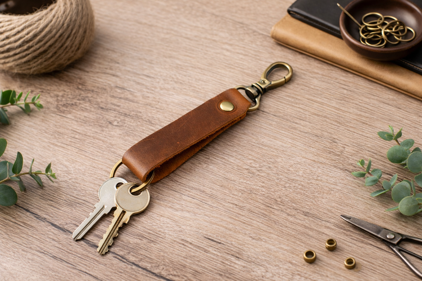 Genuine Leather Keychain, Keychain Ring