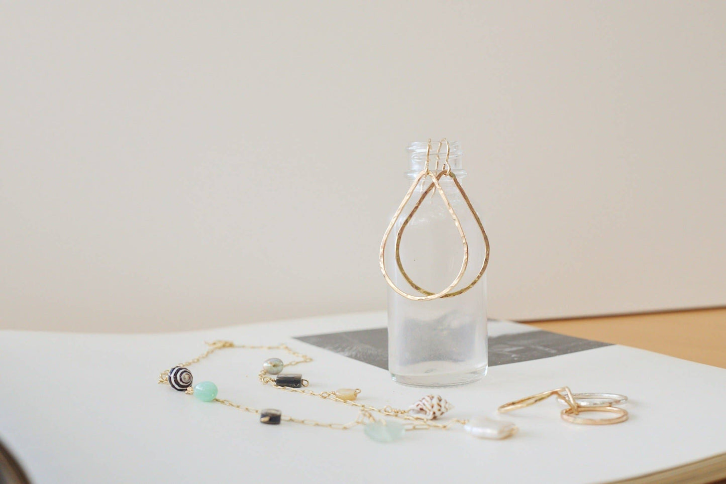 Hammered Teardrops in Gold