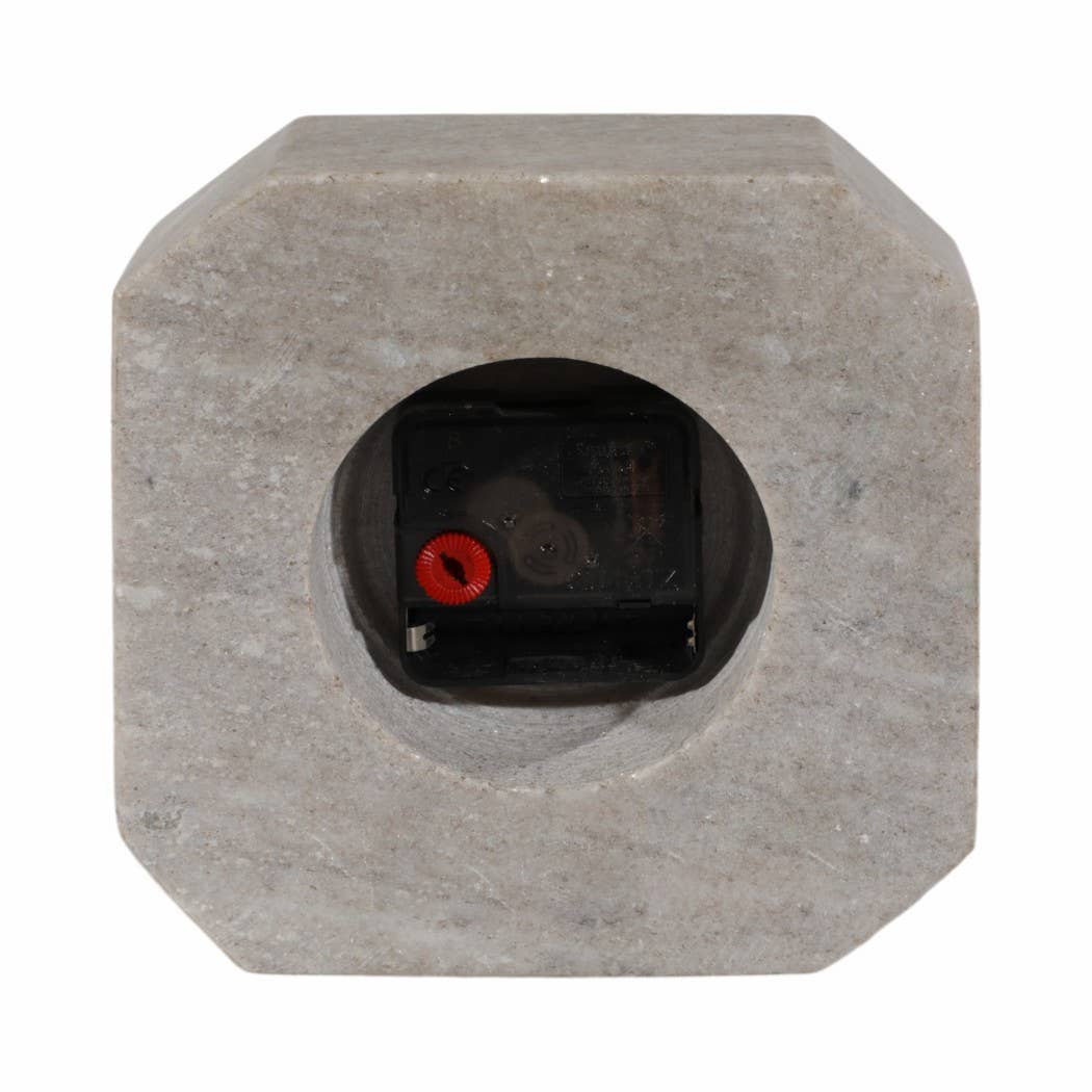 Brown/Gold 6” Marble Octagon Table Clock