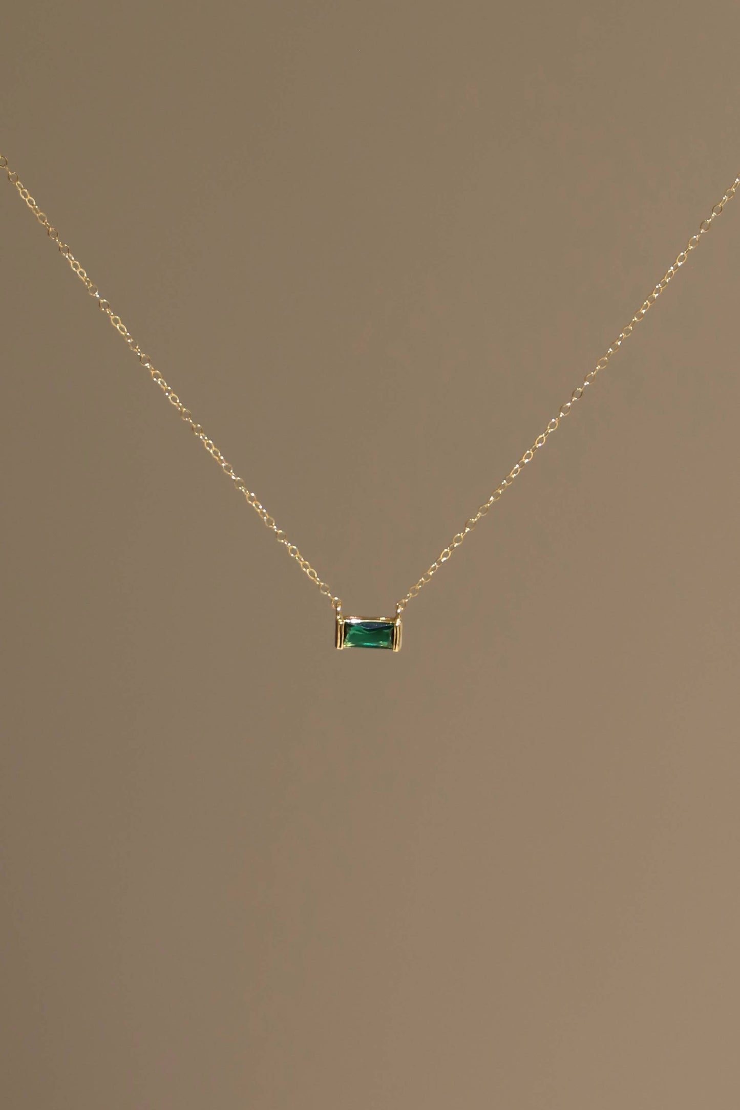 FLOATING EMERALD CZ BAGUETTE NECKLACE