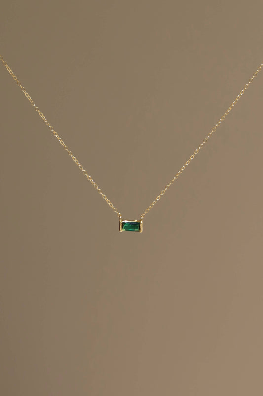FLOATING EMERALD CZ BAGUETTE NECKLACE