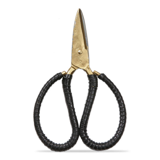 Leather Wrapped Forged Iron Scissors - Black
