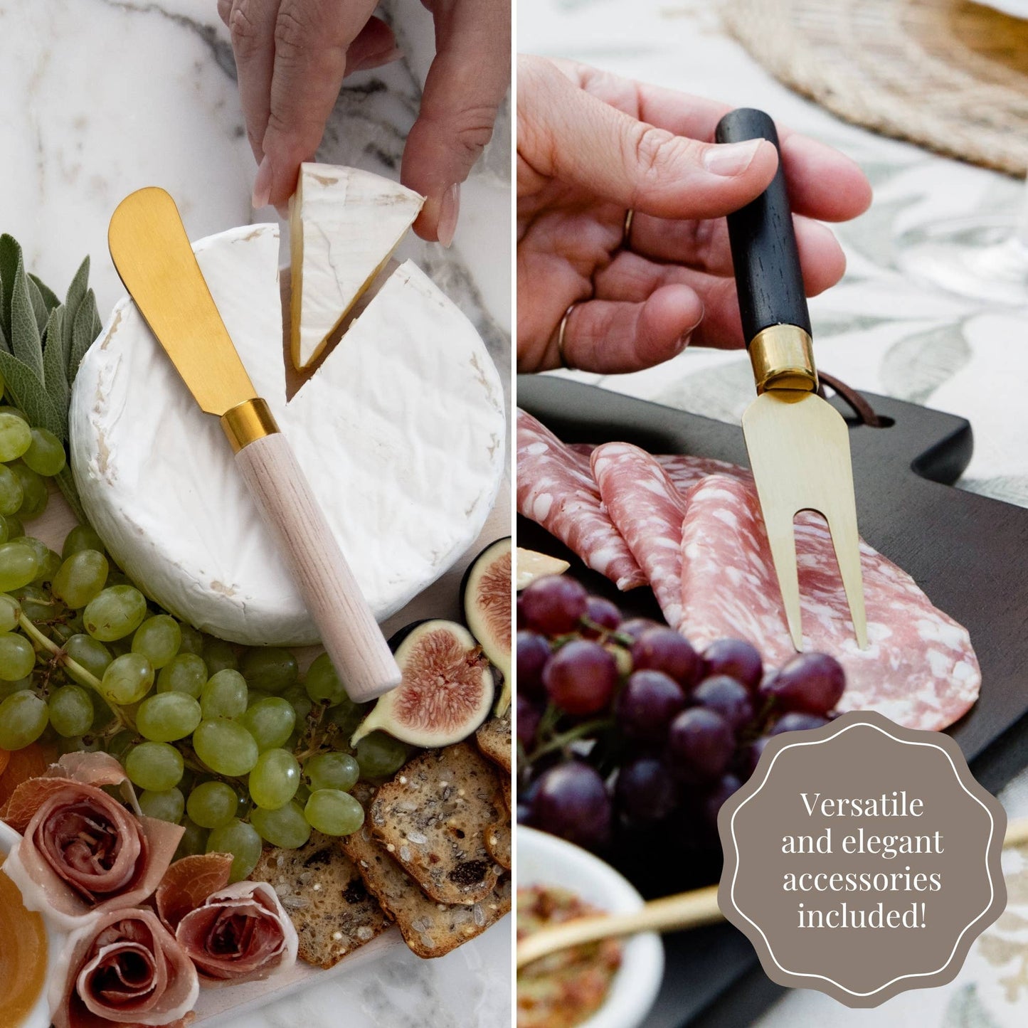 7 Piece Charcuterie Board Gift Set Starter Kit, White/Black