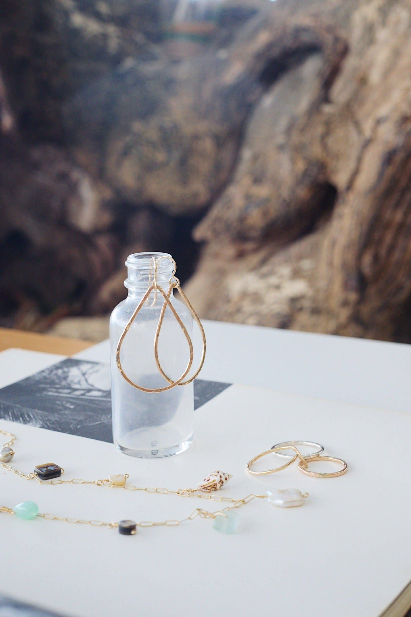 Hammered Teardrops in Gold
