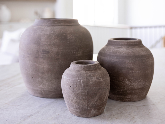 Hugo Grey Wash Round Vase Medium