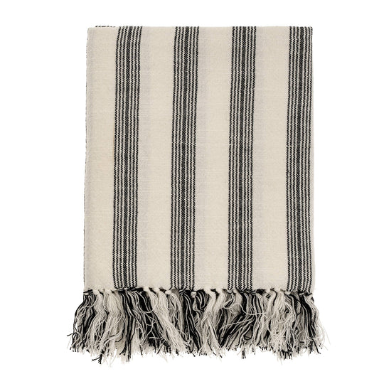 French Stripe Hammam Bath Towel, Black