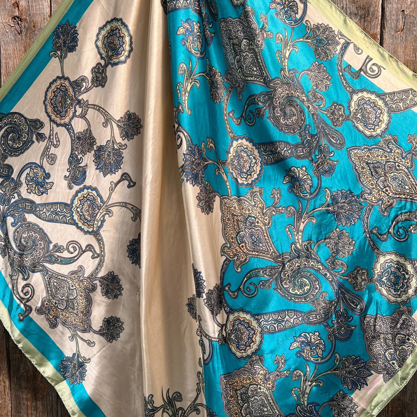 35X35" Turquoise Paisley Wild Rag / Scarf