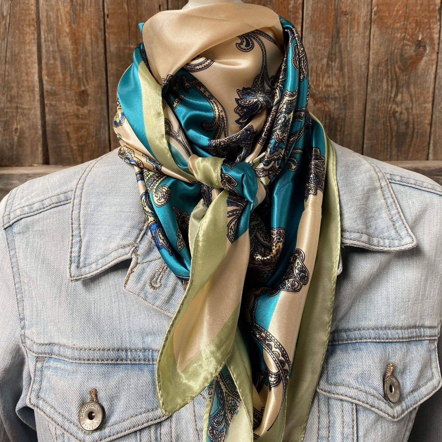 35X35" Turquoise Paisley Wild Rag / Scarf