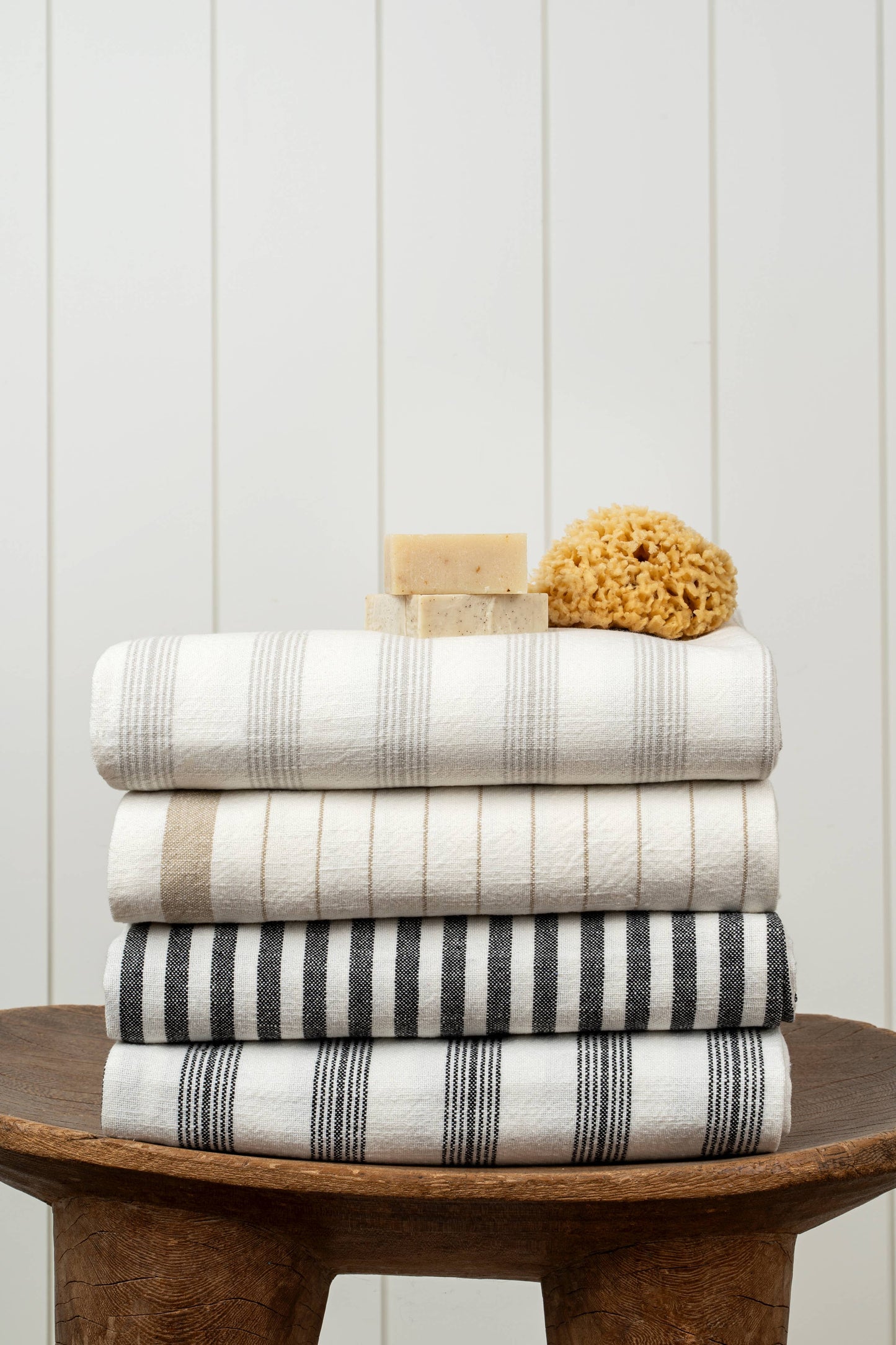 French Stripe Hammam Bath Towel, Black