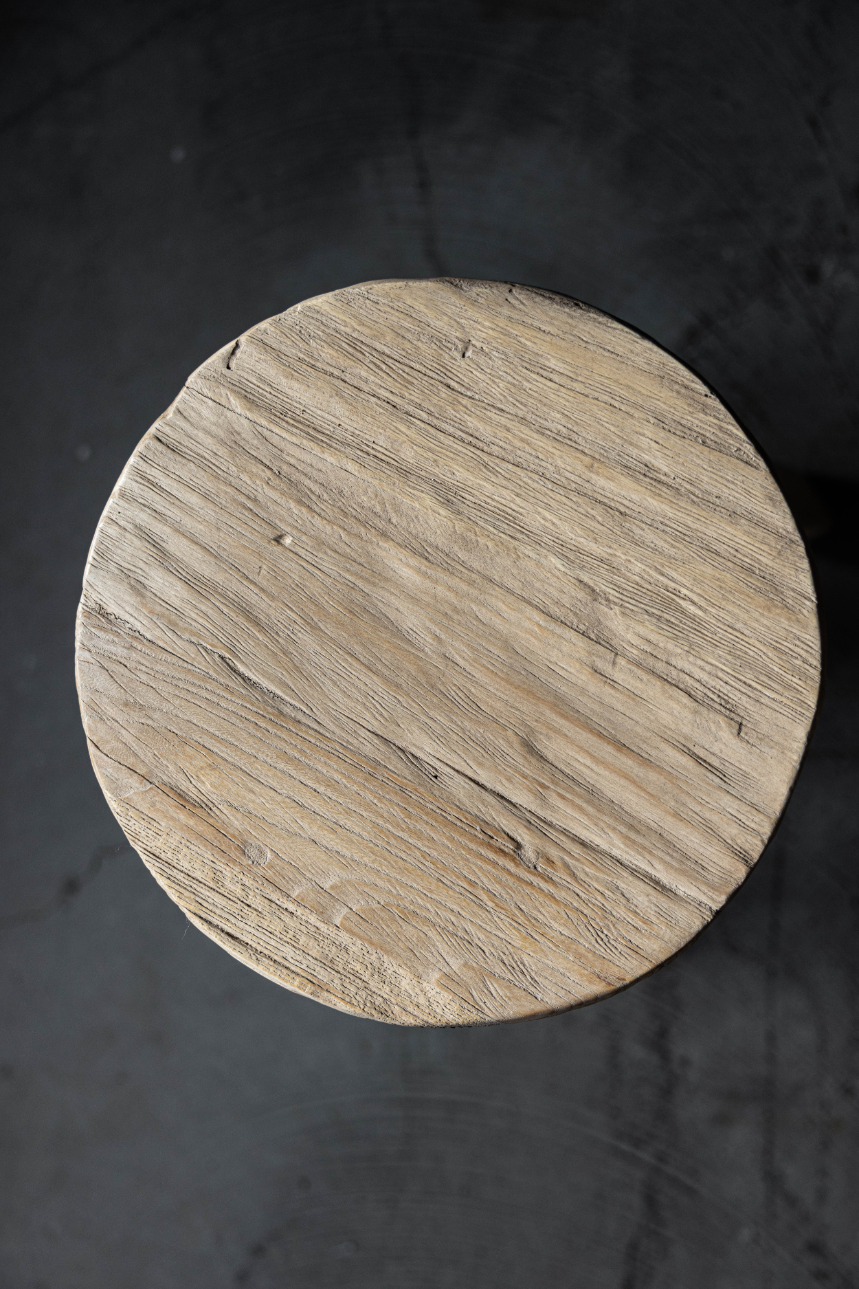 Reclaimed Elm Wood Round Stool