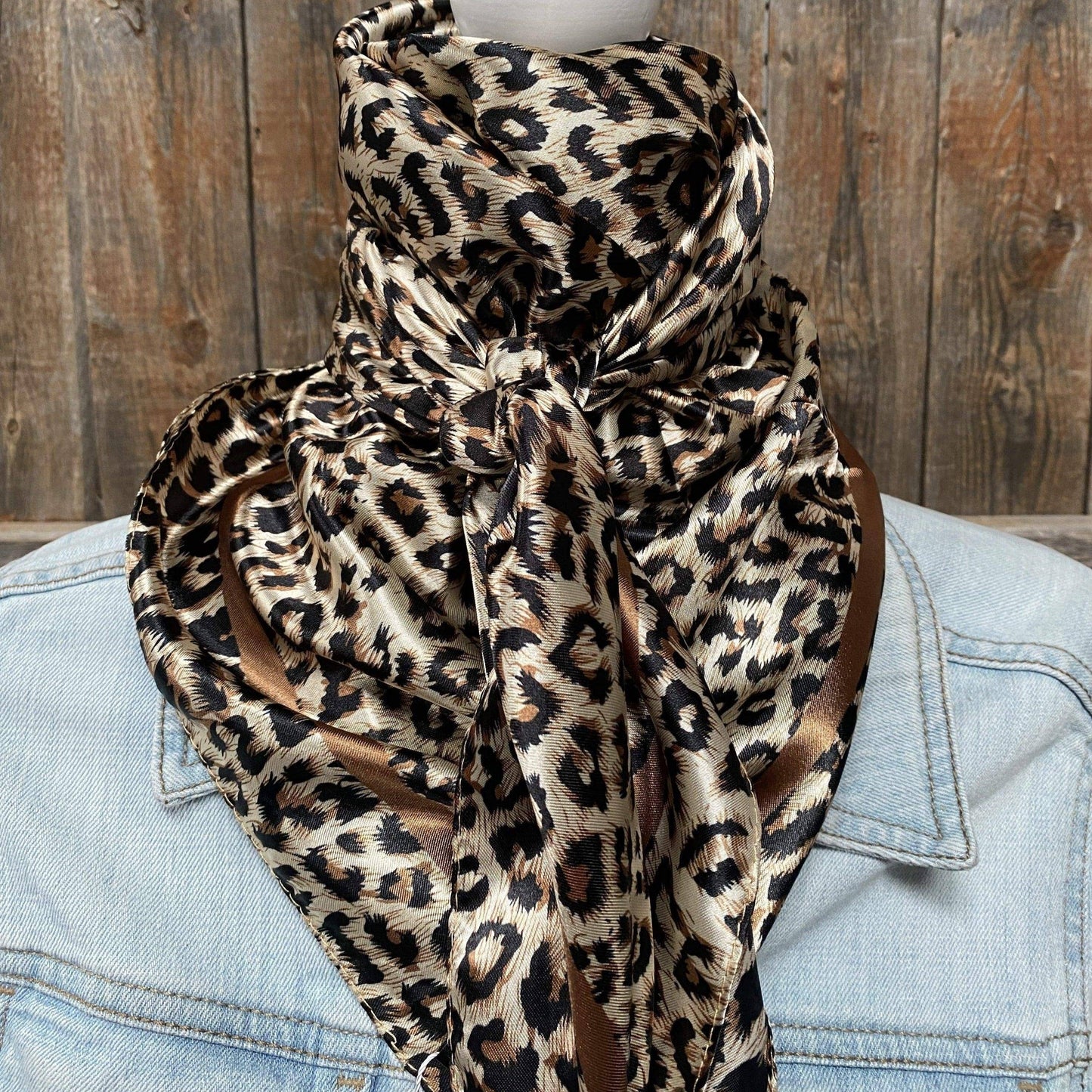 35X35"  Tan Leopard Wild Rag/Scarf