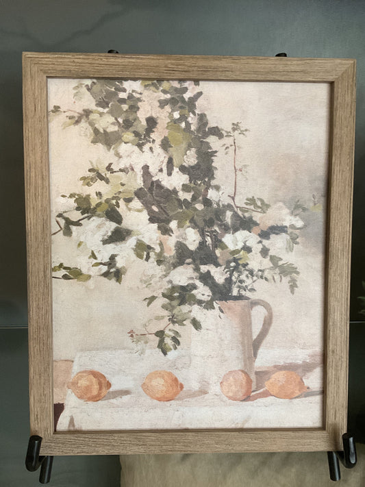 Flowers & Lemons Vintage Framed Canvas 8” x 10”